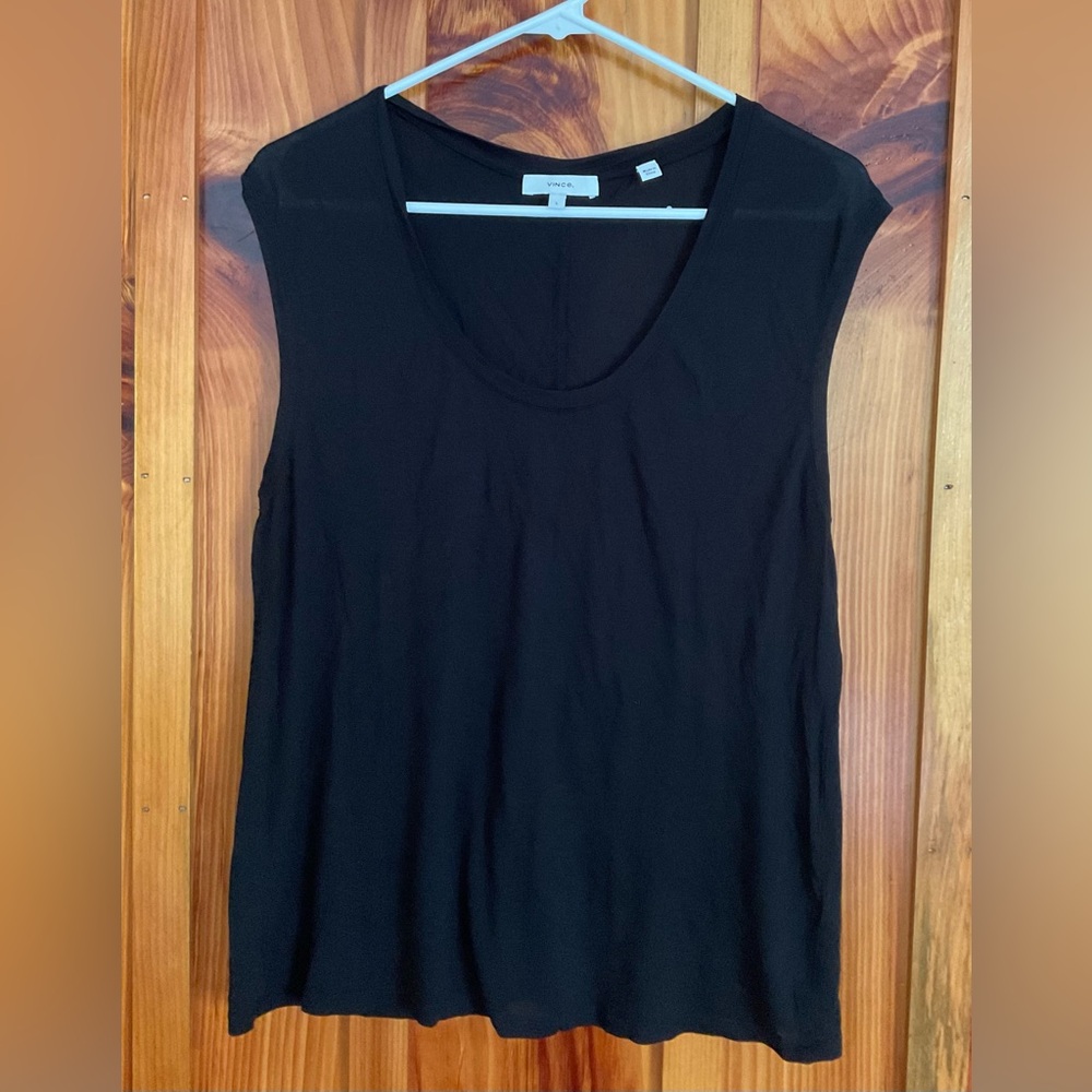 Vince Scoop Neck Tank Black Modal Women Size Large